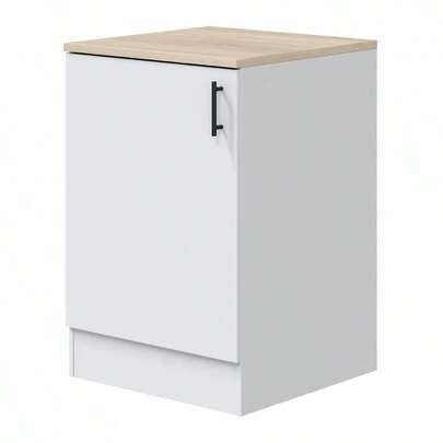Miroytengo Módulo Inferior Cocina Kira Moderno 1 Puerta Blanco Brillo y Roble Canadian 60x90x60 cm