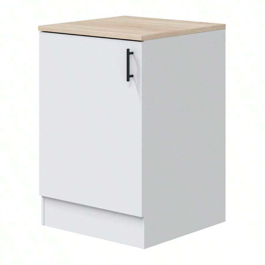 Miroytengo Módulo Inferior Cocina Kira Moderno 1 Puerta Blanco Brillo y Roble Canadian 60x90x60 cm - Blanco - Ver 1
