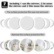 7 Stücke Mond-Phasen Acryl-Wandaufkleber, abnehmbare Acryl-Spiegel-Wandaufkleber für Zuhause, Wohnzimmer, Schlafzimmer, Dekoration (Silber) (Stil 1) Spiegel Wand Wanddekoration Zimmer Dekoration Wandspiegel Spiegel für Zimmer Heimdekoration Badezimmer Dekoration Wohnzimmer Dekoration