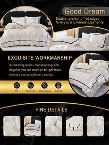 3pcs White Simple Solid Color & Small Ball Decor Duvet Cover Set (1 Duvet Cover + 2 Pillow Covers, No Filling), Daily Use Polyester Soft & Skin-Friendly, Suitable For Master Bedroom, Guest Room, All Seasons, Gift Choice