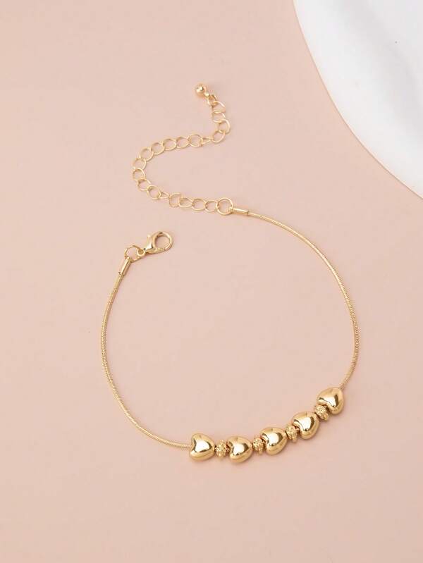 1 pieza Tobillera con cadena con diseño minimalista y elegante en forma de corazón