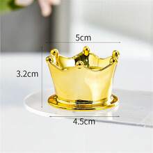 Set de 3 decoraciones de escritorio, coronas de plástico doradas con cuentas al estilo nórdico, para decoración de coche