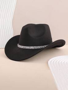 1 pieza Sombrero vaquero de mezclilla para niños, sombrero de fieltro suave de unicolor, sombrero vaquero occidental para adolescentes, adecuado para festivales, fiestas, salidas - Estilo 1 - Ver 9
