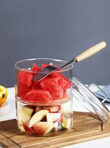 1pc High Borosilicate Glass Bowl With Lid, Transparent Food Storage Container For Fruit, Candy, Snack, Salad, Kids