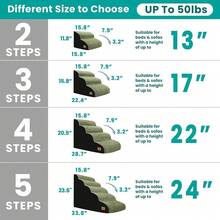 New Dog Stairs For All Dogs, 20.5 In H 4 Step Curved Dog Ramp For High Bed And Couch, Foam Dog Ramp   Non-Slip Waterproof Fabric Cover, Pet Stairs For Pets Joints, Green - Sage Green 29.1x 16.5x 20.5 - View 3