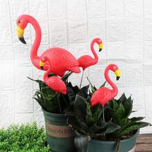 2PCS Pink Small Flamingo Garden Stake Lawn Yard Ornament Flamingo Garden Statue Red Flamingo Garden Yard Decor For Sidewalks Tropical Party - Multicolor - View 5