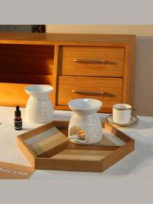 1 biały ceramiczny zestaw do topienia wosku (1 świecznik + 1 miarka do świec) z uchwytem na podgrzewacze | Kominek do olejków eterycznych | Dyfuzor do świec aromaterapeutycznych z miarką do świec, świecznik aromaterapeutyczny, ceramiczny kominek aromaterapeutyczny, uchwyt na herbatę, podgrzewacz do olejków aromaterapeutycznych, kominek do świec do jogi, kominek do herbaty i kawy na sucho do domu, impreza walentynkowa, sezonowa, świąteczna, dekoracja pokoju, wystrój domu, prezent świąteczny i dekoracja świąteczna