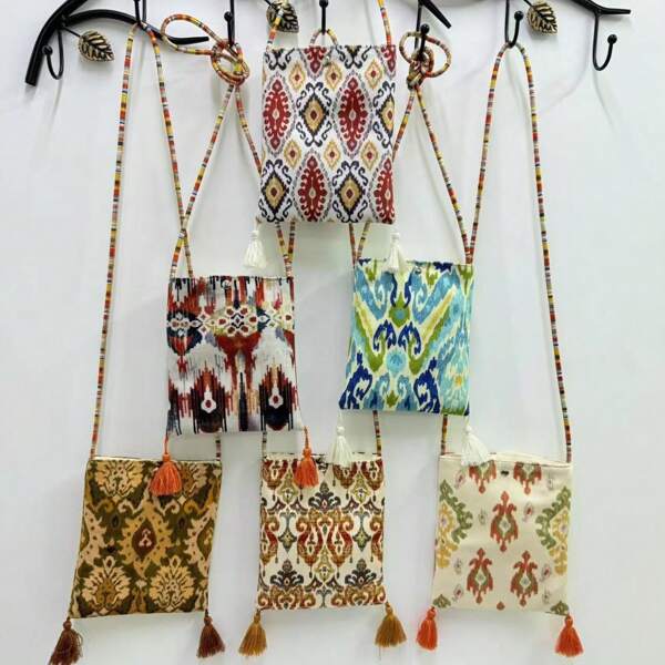 2025 New Floral Tassel Shoulder Bag, Large Capacity Outdoor Tote Bag, Patterned Women's Phone Pouch. Printed Shoulder Bag. Ribbon Handbag Crossbody Bag, Simple Handbag, Handmade Cute Lightweight Large Capacity Multipurpose Shopping Bag. Cosmetics, Lipstick, Coins, Keys, Books, Stationery Storage Bag. High-End Suitable For Women, Students, Parties, Dates, Christmas, New Year, Halloween, Back To School, Weddings And Various Festivals
