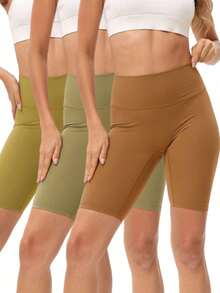 6 Pack Biker Shorts For Women-8" Workout Athletic Gym Sports Yoga Shorts Pants High Waist Cycling Shorts(There Are Also 3 Separate Pockets In The Waist For Mobile Phones) - 6 random colors - 查看 6