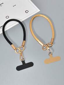 1pc Leather Short Phone Lanyard Wristband, Fashionable High-End Outdoor Wrist Strap, Keychain Sturdy Lanyard Gifts For Mother, Family, Friends, Birthday, Holiday Phone Charm, Phone Chain