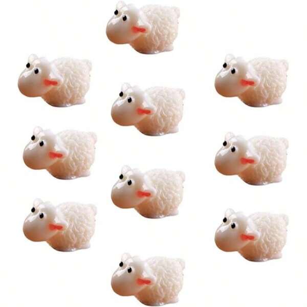 10/50/100 piezas Ovejas y patos de resina miniatura, lindas estatuas de ovejas para pastel, decoraciones para paisaje de casa de muñecas, acuario, manualidades DIY