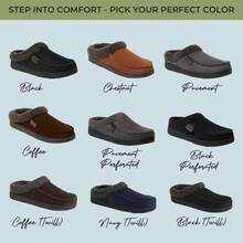 Zuecos de espuma viscoelástica transpirables para interiores y exteriores Dearfoams Brendan para hombres con anchos amplios - Negro (sarga) - Ver 9