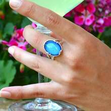 1 pieza Anillo de estado de ánimo con piedra termocrómica ovalada, Anillo de cambio de color multicolor adecuado para que las mujeres lo combinen con atuendos diarios, fiestas, regalo de festival