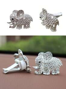 1-2pcs Car Air Vent Clip Bling Decoration With Artificial Diamond, Includes Free Fragrance Pad (Random)