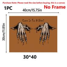 1 件万圣节墙壁艺术套装，时尚万圣节装饰，恐怖鬼手万圣节家居装饰，墙壁艺术，海报，带框架的墙壁艺术，适用于客厅、卧室、办公室等 - 非常适合节日、壁画、海报、生日礼物、毕业礼物 - 帆布（可选框架）