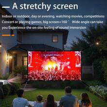 便携式投影幕布，投影专用幕布，60-72-84-100-120-150英寸可选 - 可水洗柔软幕布，无需打孔即可轻松安装，附赠挂钩，可折叠口袋式设计，方便携带，是户外露营、烧烤、泳池派对、熨烫、家庭影院的理想之选 - 加长版 - 白色 - 查看 7