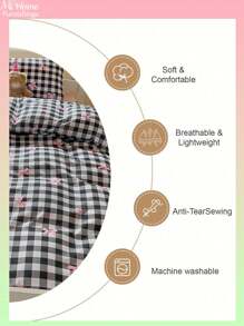 Juego de ropa de cama de 3 piezas con estampado rosa, juego de ropa de cama suave para dormitorio de niños/niñas, que incluye 1 funda de edredón y 2 fundas de almohada, sin relleno, lavable a máquina
