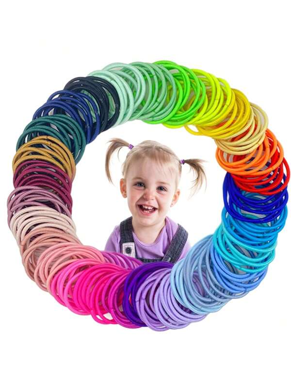 100/200pcs Baby Hair Ties, Crease-Free Elastic Ponytail Holders, Suitable For Baby Girls & Toddlers
