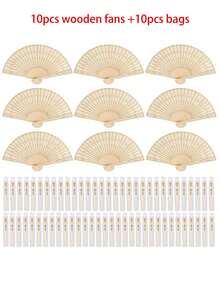 40/30/20/10 件木制婚礼扇，个性化雕花木制折叠扇，带欧根纱袋包装，优雅的木制扇子，适合婚礼回礼、新娘派对表演、宾客礼物、新娘季，非常适合婚礼、新娘送礼会、生日和家居装饰