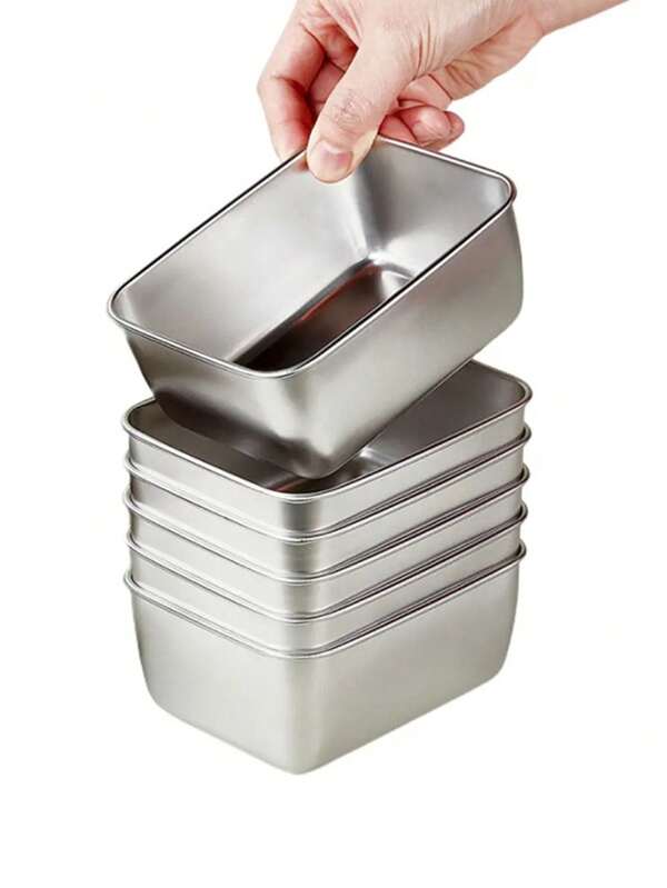 6pcs Stainless Steel Food Storage Container Set With Lids, Kitchen Fridge Organizer Boxes For Home, Outdoor Picnic, Camping, BBQ, Lunch Box With Separate Sauce Compartment, Airtight & Leakproof