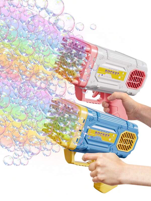 Summer Hand-Held Bubble Blower Toy, 2 Color Options Available, Suitable For Outdoor Parties, Family Gatherings, 42-Hole Bubble Machine One-Button Bubble Maker For Children's Water Play (Batteries And Bubble Solution Not Included)