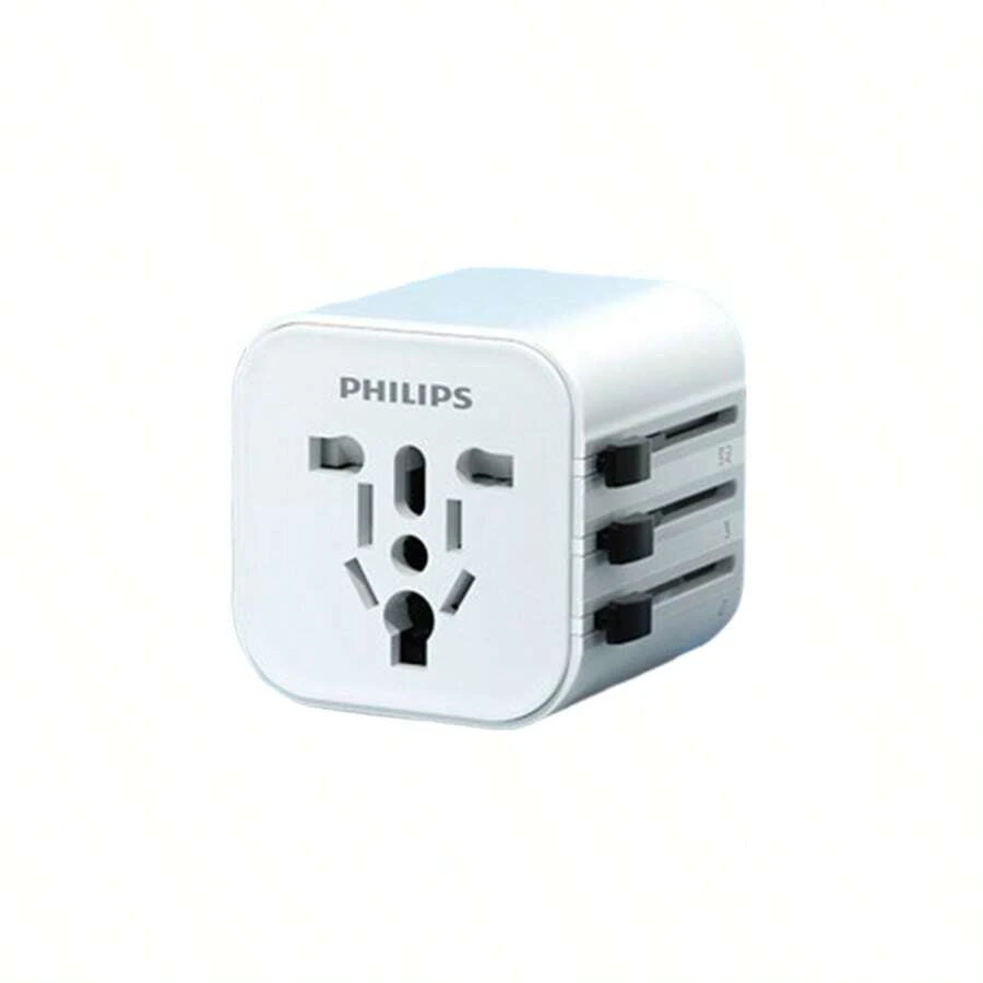 PHILIPS Convertor de priză SPB1013B/93 universal, compact și portabil, blocare fixă, design cu tensiune largă, potrivit pentru călătorii globale/călătorii de afaceri/studii în străinătate