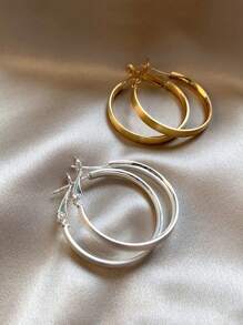 1 par de pendientes de aro redondos minimalistas, diseño único con aire elegante de alta gama, de moda y versátil