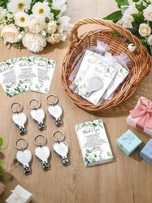 60Pcs/20sets Nail Clipper Keychain  With Tag Cards White Drawstring  Organza Bags Nail Bottle  Opener Keychain For Party Wedding  Favor Gift Decorations Souvenirs Guest - Nhiều màu - Xem 10