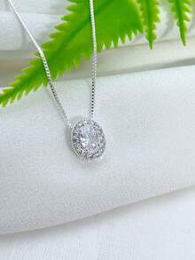 WOMEN'S NECKLACE IN OVEAL MICRO-ZIRCONIA PLATED IN 18K GOLD SILVER. - 銀色 - 查看 5