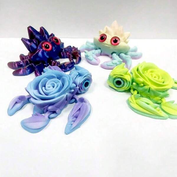 3D Drukowane Urocze Ozdoby Z Serii Życia Morskiego, Realistyczne Kraby, Różane Żółwie -- Nadają Się Do Dekoracji Domu, Biura I Samochodu. Dekoracje Bożonarodzeniowe I Walentynkowe