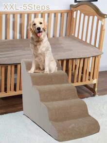 Pet Cat Dog Stairs, Large Zipper Design, Removable And Washable, Home Use Small Dog Teddy Incline Climbing Stairs, Helps Injured Pets Get On/Off Sofa/Bed, Foam Stair Slope Design