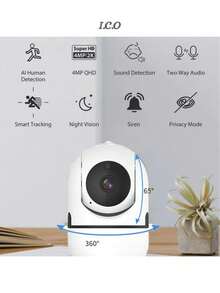 Cámara de Vigilancia Doméstica, Seguridad para el Hogar, Seguridad de Interiores, Electrónica - Blanco - Ver 3