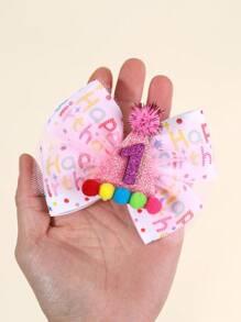 1 pieza Lazo para el cabello de cumpleaños feliz para niñas, diadema con brillo de número de cumpleaños, clip de cocodrilo con pompón, horquillas lindas y dulces para el día del cumpleaños, accesorios para el cabello de adolescentes