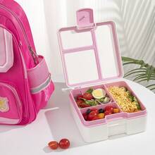 Large Capacity Plastic Student Bento Box, Leak-Proof Lunch Box, 3-Compartment Design, Back To School Supplies (Utensils Not Included)