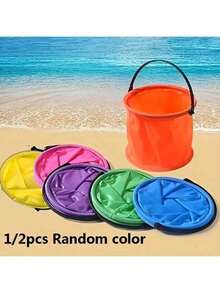 Collapsible Water Bucket, Collapsible Bucket With Handle, Collapsible Water Bucket For Camping,Outdoor,Fishing,Cleaning, Portable Foldable Bucket Compact Watercolor Brush Washing Buckets For Artists Beginners Convenient Space Saving Design, Beach Essentials, Beach Accessories, Pool Float - Multicolor - View 1