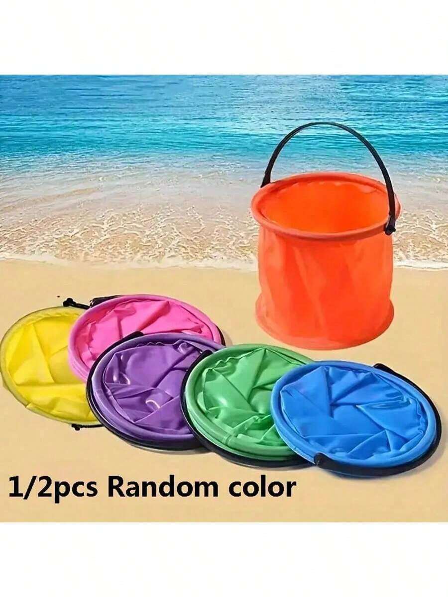 Collapsible Water Bucket, Collapsible Bucket With Handle, Collapsible Water Bucket For Camping,Outdoor,Fishing,Cleaning, Portable Foldable Bucket Compact Watercolor Brush Washing Buckets For Artists Beginners Convenient Space Saving Design, Beach Essentials, Beach Accessories, Pool Float - Multicolor - View 1