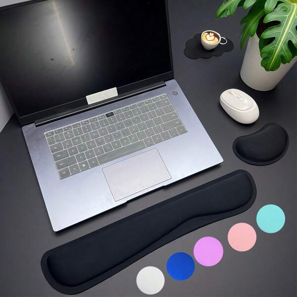 3pcs Keyboard Wrist Rest Pad, Ergonomic Mouse Pad With Wrist Support Memory Foam Non-Slip Rubber Base, Suitable For Home Office Gaming Computer Laptop To Ease Pain
