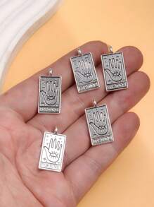 5pcs Vintage Tarot Card Charms, Alloy Pendants For DIY Necklace Bracelet Jewelry Making, M842