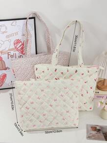 1 Pieza Bolso de tote acolchado con diseño floral, de gran capacidad, con correa de hombro, bolso de tote acolchado, bolso de tote de correa corta, bolsa escolar, bolso de hombro acolchado a cuadros, bolso de tote, diseñador para mujeres y niñas, bolso de mano acolchado y abultado, bolsos esenciales de viaje para mujeres, bolso de viaje indispensable, accesorios de bolso adecuados para ir al trabajo, la escuela y viajar