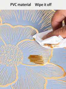 2 قطعة/6 قطع من الفرش المائدة المزينة بتصميم الزهور الذهبية، عالية الجودة، مقاومة للماء، مانعة للانزلاق، مقاومة للحرارة، قابلة للمسح من البي في سي لديكور الغرف، طاولة الطعام، الديكور المنزلي، مناسبة للأعياد والحفلات وأعياد الميلاد والزفاف والمناسبات