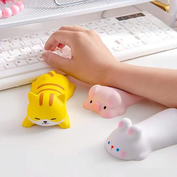 1 Cute Wrist Rest, Mouse And Keyboard Support, PP Material Computer Elbow Pad, Suitable For Office Desks, Ergonomic, Cute, Office Supplies, Slowly Rising, PU Mouse Pad, Essential For Cats, Pigs, Dogs, Rabbits, Office Workers, Back To School Supplies