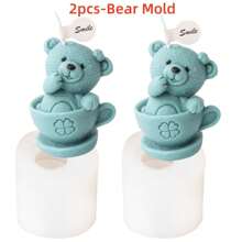 Moldes de Vela de Silicone em 3D de Urso de Pelúcia, DIY Xícara de Café em Formato de Urso, Moldes de Vela, Sabonete, Pequeno Elefante, Artesanato em Gesso e Resina, Ferramenta de Fabricação de Cera, Decoração Doméstica