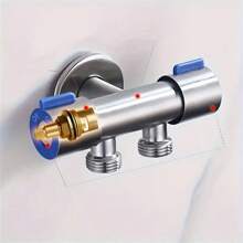Vanne d'angle à trois voies à double commande, 1 entrée 2 sorties, vanne d'angle de robinet, noyau en laiton en acier inoxydable 304, valve à trois voies compagne des toilettes 1/2", connecteur de tuyau divisé multifonctionnel facile à installer, convient pour le lave-linge, le robinet mural de salle de bain, le connecteur de pomme de douche