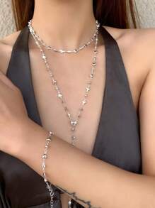 3/1pcs Set Casual Sexy Crystal Beaded Bracelet Necklace Jewelry Set For Women, Beach, Party, Wedding, Holiday, Gift For Girlfriend/Mother