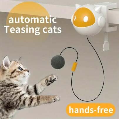 Lançador automático de brinquedos para gatos com sensor - bastão interativo para provocar gatos, ciclo de jogo e descanso de 10 minutos, design de plástico durável, específico para gatos de interior, adequado para bola de provocação de gatos com material de arranhar, resistente a mordidas para vários gatos, brinquedos interativos para treinamento e alívio do tédio em família, adequado para gatinhos e gatos adultos