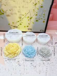 Set de 3 moldes con forma de flor de peonía, tamaños pequeño/mediano/grande - Blanco - Ver 7
