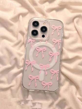 Girly Bow Magnetic Soft Phone Case Compatible With IPhone 16 Pro Max/15/14/13/12/11 1pc Heart Ocean Element Shell & Starfish Magnetic Shock-Proof Transparent Thick Soft + Hard Phone Protective Case, Suitable As Holiday Gifts For Both Men And Women, Fingerprint-Proof And Scratch-Resistant, Compatible With Apple XS/XS Max/XR/11 12 13 14 15 16 Pro/Pro Max/14 15 16 Plus