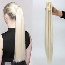 Synthetic 24Inch Long Straight Ponytail Extensions Claw Clip On Pony Tail Hair Piece For Women Add Volume And Style To Your Hair Halloween - Multicolor - View 15