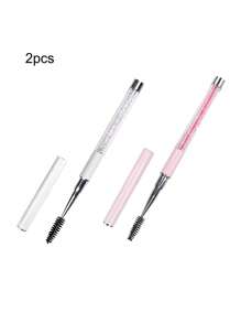 1 pièce/2 pièces/3 pièces Brosse à cils décorée de strass de haute qualité avec capuchon, recourbe-cils portable et outil de toilettage des sourcils