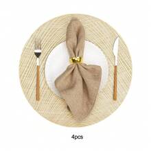 1/4/6/8pcs Oval Foil Coasters - Heat Insulation, Non-Slip, All Season Use, Easy To Clean, Suitable For Hotel, Restaurant, Western Dining Decor, Thermal Insulation Mat, Multipurpose Coaster, Enhance Dining Table Aesthetics, Practical & Fashionable! - PP Round Placemat - View 21